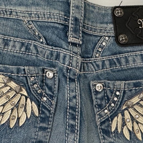 Blue denim white wing MISS ME jeans - Picture 3 of 11